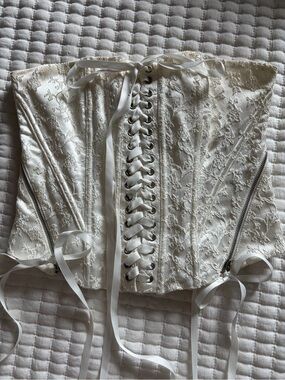 For Love & Lemons White Lace Corset Top